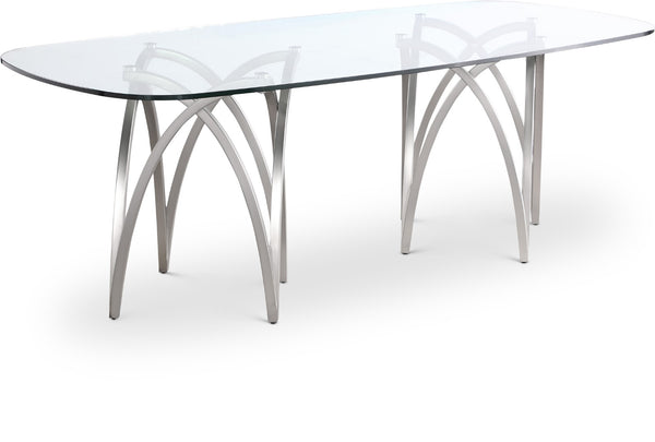 Madelyn Glass / Iron Contemporary Silver Dining Table - 90.5" W x 42" D x 29.5" H