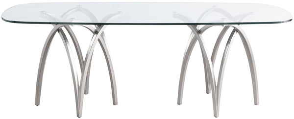 Madelyn Glass / Iron Contemporary Silver Dining Table - 90.5" W x 42" D x 29.5" H