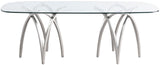 Madelyn Glass / Iron Contemporary Silver Dining Table - 90.5" W x 42" D x 29.5" H