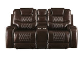 Braylon Contemporary Love with Console (Motion) Brown PU (Tucson Brown) Brian conf. 55416-ACME