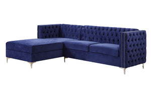 Sullivan Transitional Sectional Sofa Blue Velvet (Navy MJ11-110) 55490-ACME