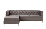 Sullivan Transitional Sectional Sofa Gray Velvet (Gray MJ11-68) 55495-ACME