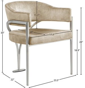 Madelyn Velvet / Iron / Foam Contemporary Beige Velvet Dining Chair - 23.5" W x 22" D x 30" H