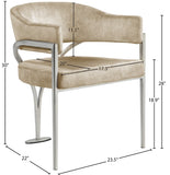 Madelyn Velvet / Iron / Foam Contemporary Beige Velvet Dining Chair - 23.5" W x 22" D x 30" H