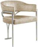 Madelyn Velvet / Iron / Foam Contemporary Beige Velvet Dining Chair - 23.5" W x 22" D x 30" H