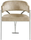 Madelyn Velvet / Iron / Foam Contemporary Beige Velvet Dining Chair - 23.5" W x 22" D x 30" H