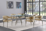 Madelyn Velvet / Iron / Foam Contemporary Beige Velvet Dining Chair - 23.5" W x 22" D x 30" H