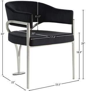 Madelyn Velvet / Iron / Foam Contemporary Black Velvet Dining Chair - 23.5" W x 22" D x 30" H