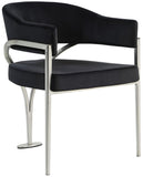 Madelyn Velvet / Iron / Foam Contemporary Black Velvet Dining Chair - 23.5" W x 22" D x 30" H