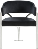 Madelyn Velvet / Iron / Foam Contemporary Black Velvet Dining Chair - 23.5" W x 22" D x 30" H