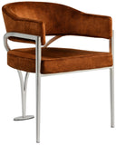 Madelyn Velvet / Iron / Foam Contemporary Cognac Velvet Dining Chair - 23.5" W x 22" D x 30" H