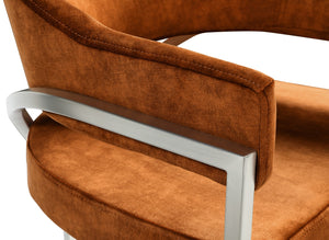 Madelyn Velvet / Iron / Foam Contemporary Cognac Velvet Dining Chair - 23.5" W x 22" D x 30" H