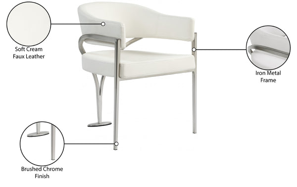 Madelyn Faux Leather / Iron / Engineered Wood / Foam Contemporary Cream Faux Leather Dining Chair - 23.5" W x 22" D x 30" H