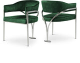 Madelyn Velvet / Iron / Foam Contemporary Green Velvet Dining Chair - 23.5" W x 22" D x 30" H