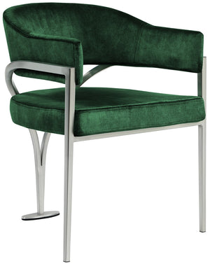 Madelyn Velvet / Iron / Foam Contemporary Green Velvet Dining Chair - 23.5" W x 22" D x 30" H