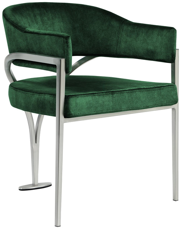 Madelyn Velvet / Iron / Foam Contemporary Green Velvet Dining Chair - 23.5" W x 22" D x 30" H