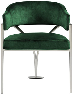 Madelyn Velvet / Iron / Foam Contemporary Green Velvet Dining Chair - 23.5" W x 22" D x 30" H