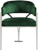 Madelyn Velvet / Iron / Foam Contemporary Green Velvet Dining Chair - 23.5" W x 22" D x 30" H