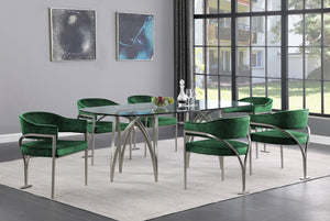 Madelyn Velvet / Iron / Foam Contemporary Green Velvet Dining Chair - 23.5" W x 22" D x 30" H