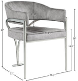 Madelyn Velvet / Iron / Foam Contemporary Grey Velvet Dining Chair - 23.5" W x 22" D x 30" H