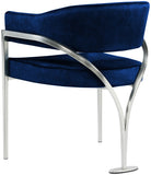 Madelyn Velvet / Iron / Foam Contemporary Navy Velvet Dining Chair - 23.5" W x 22" D x 30" H