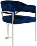 Madelyn Velvet / Iron / Foam Contemporary Navy Velvet Dining Chair - 23.5" W x 22" D x 30" H