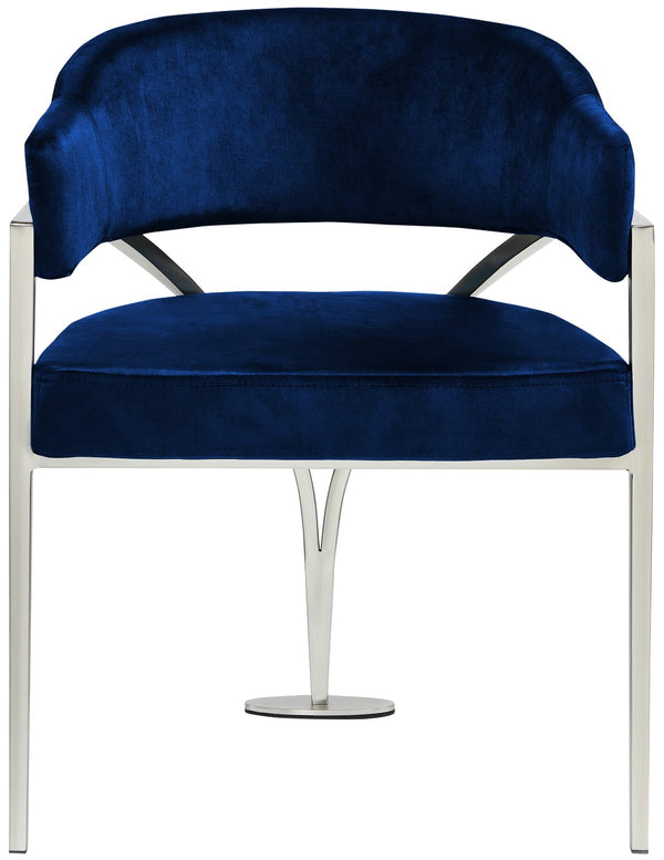 Madelyn Velvet / Iron / Foam Contemporary Navy Velvet Dining Chair - 23.5" W x 22" D x 30" H