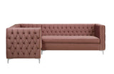 Rhett Transitional Sectional Sofa Coral Velvet (Pink FR88-9) color from qte 55505-ACME