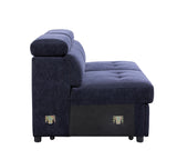 Nekoda Contemporary Sleeper Sectional Sofa with Storage and Ottoman Navy Blue Fabric(#BY-1284-5) 55520-ACME