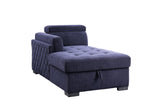 Nekoda Contemporary Sleeper Sectional Sofa with Storage and Ottoman Navy Blue Fabric(#BY-1284-5) 55520-ACME