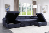 Nekoda Contemporary Sleeper Sectional Sofa with Storage and Ottoman Navy Blue Fabric(#BY-1284-5) 55520-ACME