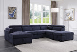 Nekoda Contemporary Sleeper Sectional Sofa with Storage and Ottoman Navy Blue Fabric(#BY-1284-5) 55520-ACME