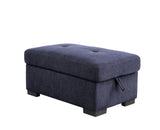 Nekoda Contemporary Sleeper Sectional Sofa with Storage and Ottoman Navy Blue Fabric(#BY-1284-5) 55520-ACME