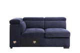 Nekoda Contemporary Sleeper Sectional Sofa with Storage and Ottoman Navy Blue Fabric(#BY-1284-5) 55520-ACME