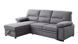 Nazli Contemporary Reversible Sleeper Sectional Sofa with Storage Gray Fabric(#YRM-21) 55525-ACME