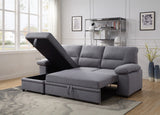 Nazli Contemporary Reversible Sleeper Sectional Sofa with Storage Gray Fabric(#YRM-21) 55525-ACME