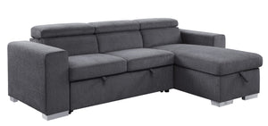 Natalie Contemporary Reversible Sleeper Sectional Sofa with Storage Gray Chenille(#FBY0319-5) 55530-ACME