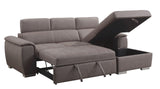 Haruko Contemporary Sleeper Sectional Sofa with Storage Light Brown Fabric(#Nabuk Classic F100-14 Mushroom) 55535-ACME