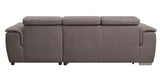 Haruko Contemporary Sleeper Sectional Sofa with Storage Light Brown Fabric(#Nabuk Classic F100-14 Mushroom) 55535-ACME