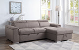 Haruko Contemporary Sleeper Sectional Sofa with Storage Light Brown Fabric(#Nabuk Classic F100-14 Mushroom) 55535-ACME