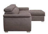 Haruko Contemporary Sleeper Sectional Sofa with Storage Light Brown Fabric(#Nabuk Classic F100-14 Mushroom) 55535-ACME