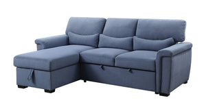 Haruko Contemporary Reversible Sleeper Sectional Sofa with Storage Blue Fabric(#YRM-14) 55540-ACME