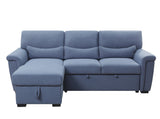 Haruko Contemporary Reversible Sleeper Sectional Sofa with Storage Blue Fabric(#YRM-14) 55540-ACME