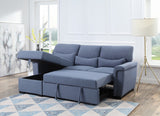 Haruko Contemporary Reversible Sleeper Sectional Sofa with Storage Blue Fabric(#YRM-14) 55540-ACME