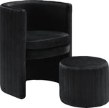 Selena Velvet Contemporary Accent Chair and Ottoman Set