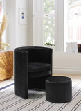 Selena Velvet / Engineered Wood / Foam Contemporary Black Velvet Accent Chair and Ottoman Set - 25" W x 22.5" D x 30" H