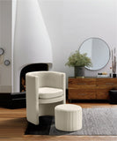 Selena Velvet / Engineered Wood / Foam Contemporary Cream Velvet Accent Chair and Ottoman Set - 25" W x 22.5" D x 30" H