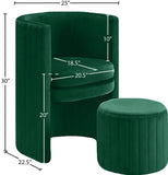 Selena Velvet / Engineered Wood / Foam Contemporary Green Velvet Accent Chair and Ottoman Set - 25" W x 22.5" D x 30" H