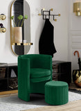 Selena Velvet / Engineered Wood / Foam Contemporary Green Velvet Accent Chair and Ottoman Set - 25" W x 22.5" D x 30" H