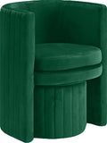 Selena Velvet / Engineered Wood / Foam Contemporary Green Velvet Accent Chair and Ottoman Set - 25" W x 22.5" D x 30" H